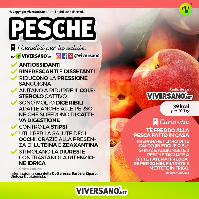 Infografica sui benefici delle pesche