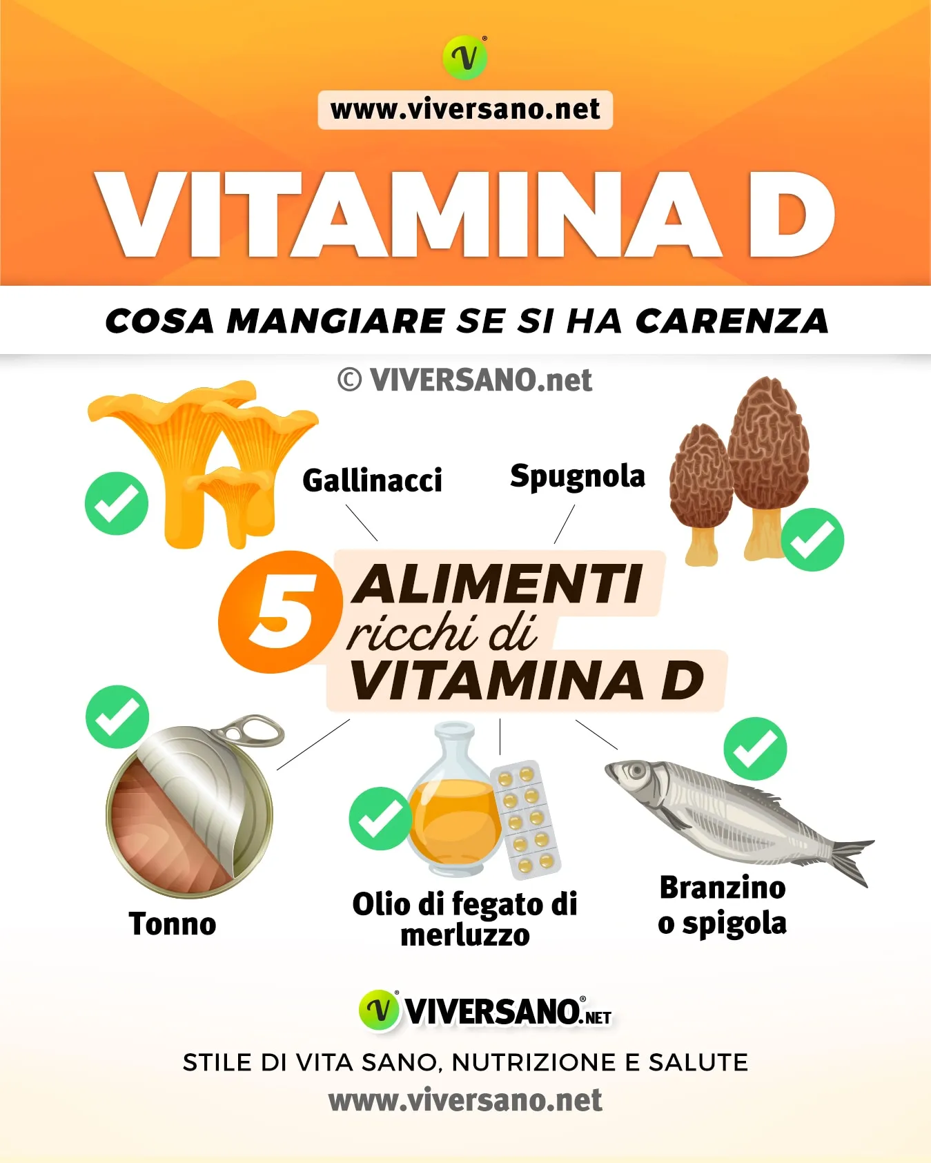 infografica di 5 alimenti ricchi di vitamina D